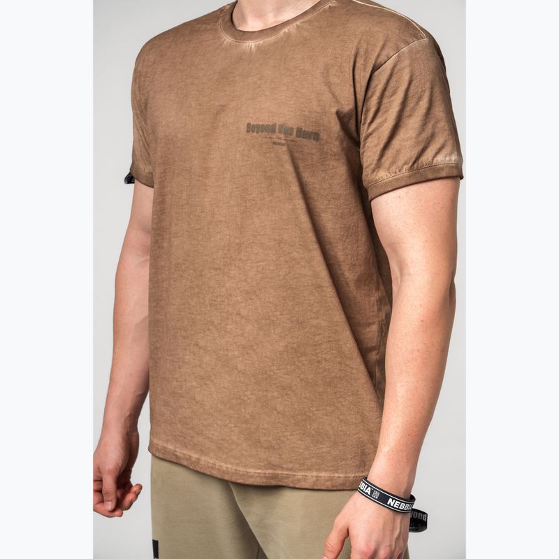 Футболка для тренувань чоловіча NEBBIA Washed-Off Max Out light brown 4