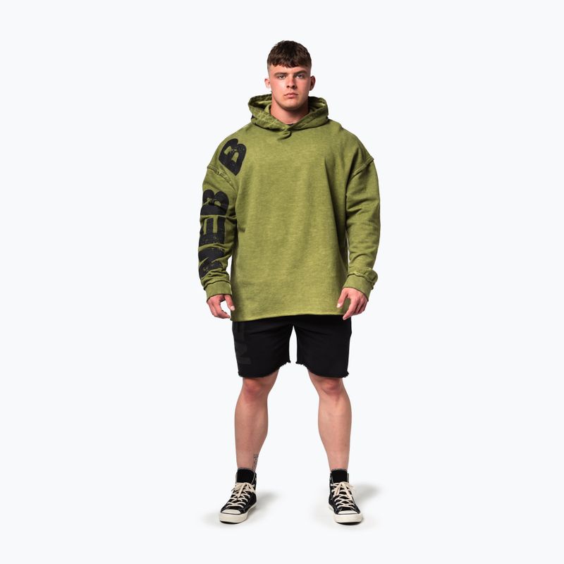 Кофта для тренувань чоловіча NEBBIA Washed-Off Hoodie NO BS green 2