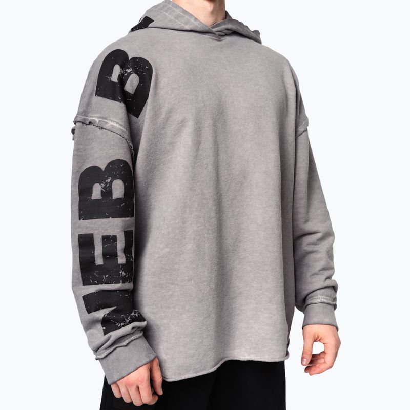 Кофта для тренувань чоловіча NEBBIA Washed-Off Hoodie NO BS light grey 4