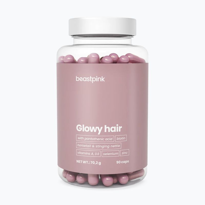 Суплемент GymBeam Glowy Hair - BeastPink 90 капсул