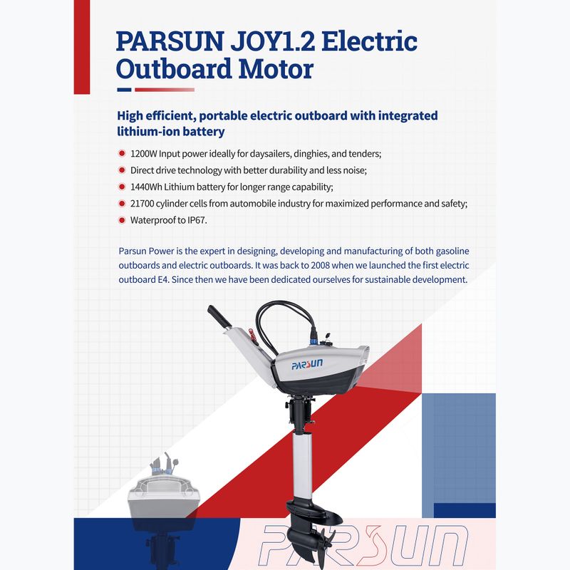 Двигун електричний Parsun Joy 1.2 S з акумулятором white 2