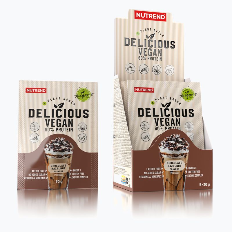 Протеїновий коктейль Nutrend Delicious Vegan Protein 5x30г шоколад-лісовий горіх VS-105-150-ČLO