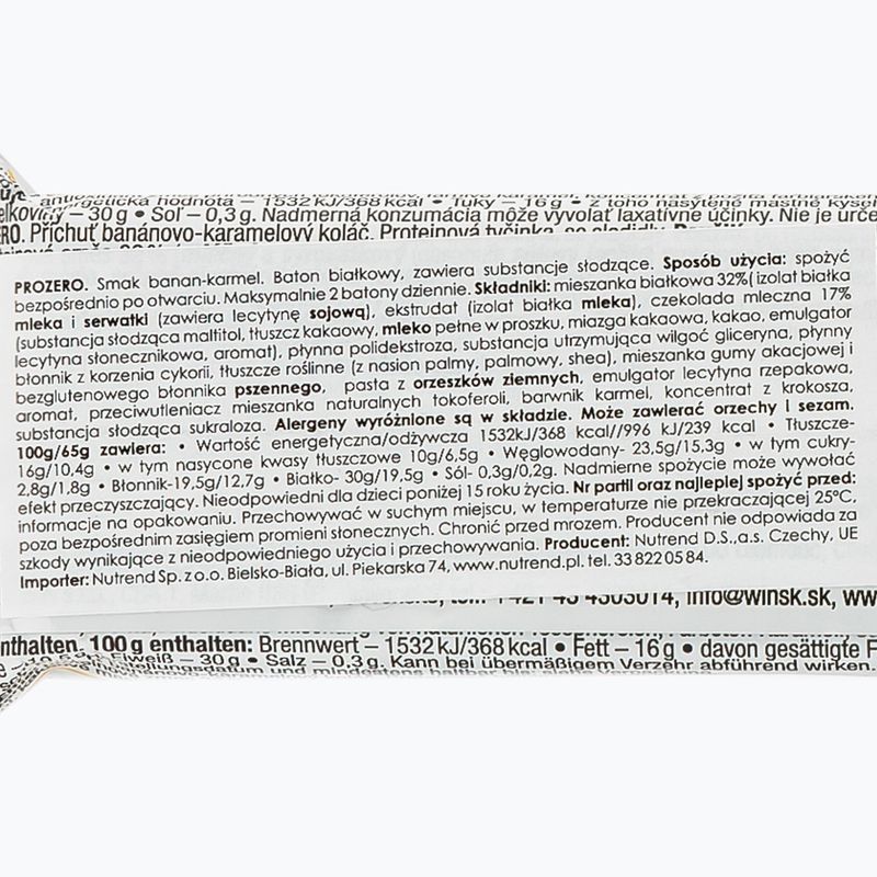 Протеїновий батончик Nutrend Pro Zero 65г банан-карамель VM-060-65-BKA 2