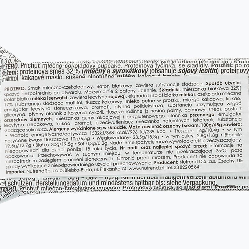 Протеїновий батончик Nutrend Pro Zero 65г шоколадний кекс VM-060-65-MLČ 2