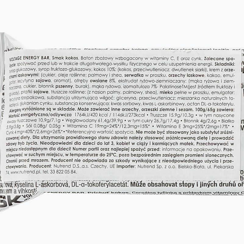 Енергетичний батончик Nutrend Voltage Energy Bar 65г кокос VM-034-65-KO 2