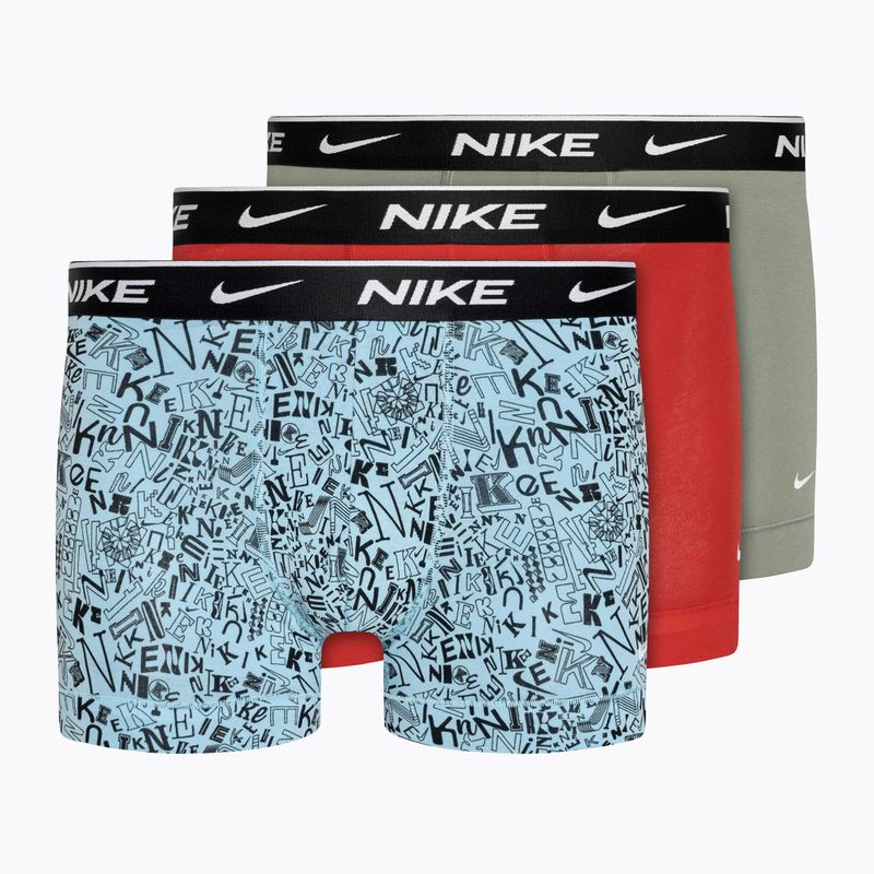 Чоловічі труси-боксери Nike Everyday Cotton Stretch Trunk 3 пари aquarius blue lg print/grey/uni red