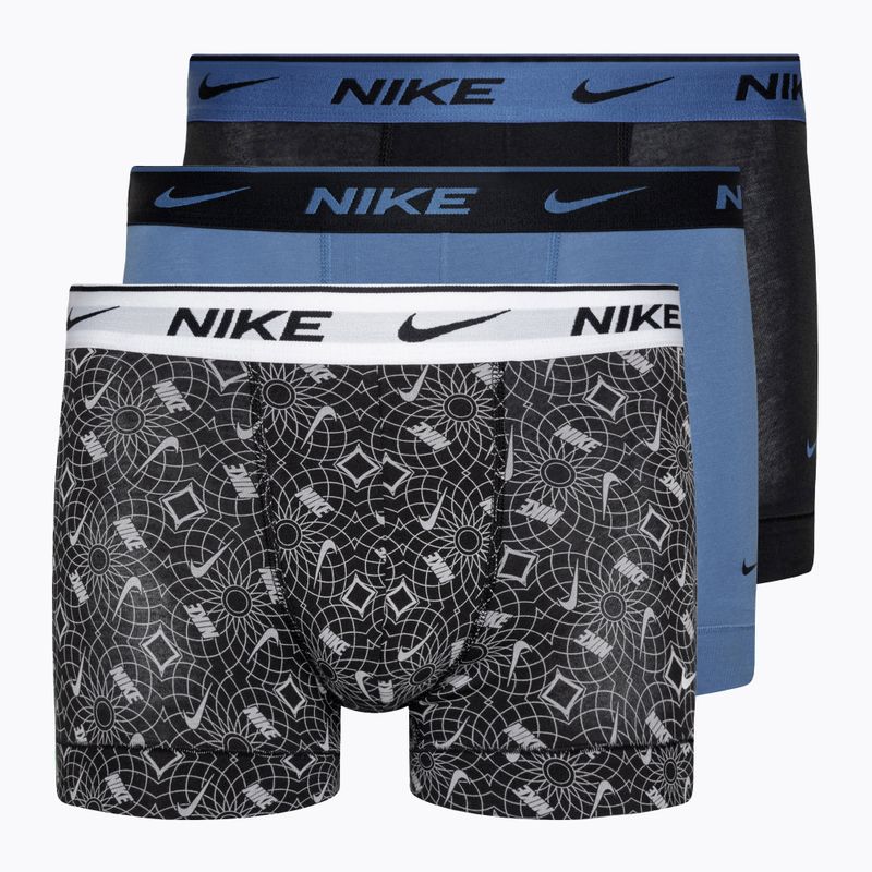 Чоловічі труси-боксери Nike Everyday Cotton Stretch Trunk 3 пари чорні/сині/сірі