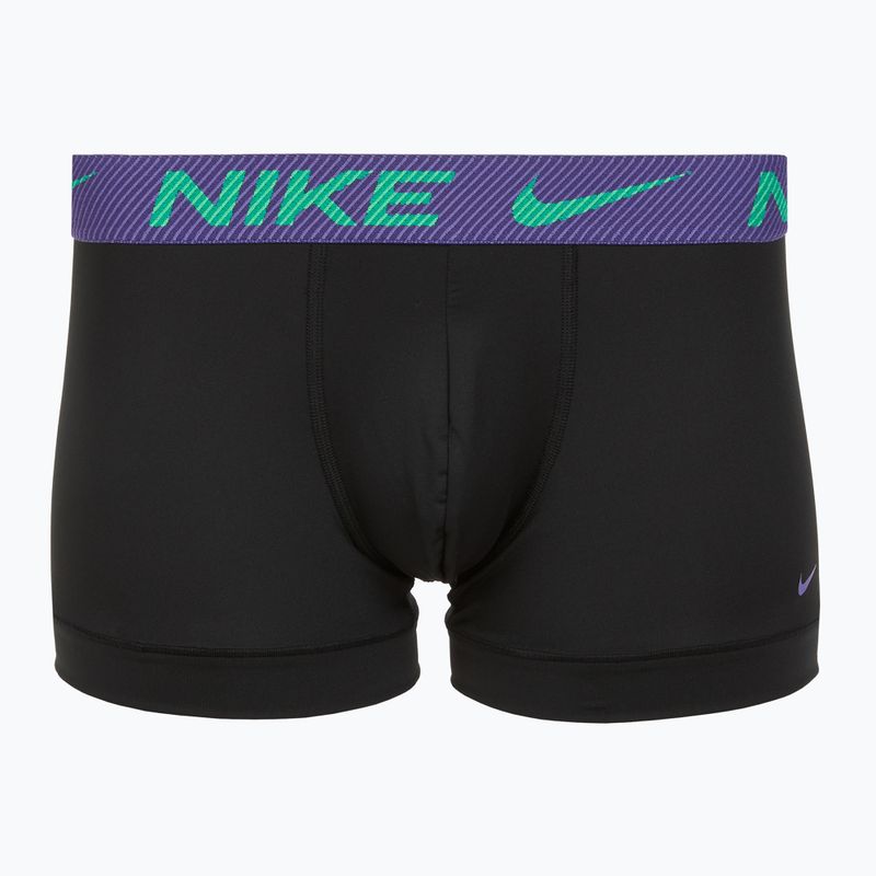 Труси чоловічі Nike Dri-Fit Essential Micro Trunk 3 пари black green shock/wild violet/black text wb 3