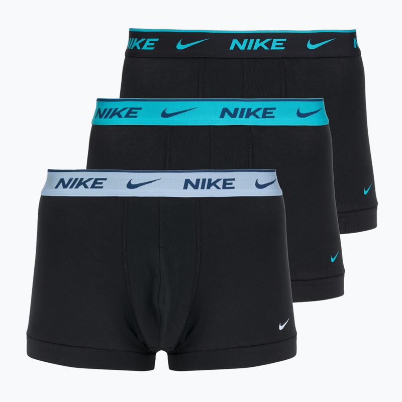 Труси чоловічі Nike Everyday Cotton Stretch Trunk 3 пари black light amry blue/dusty cactus/black waistband