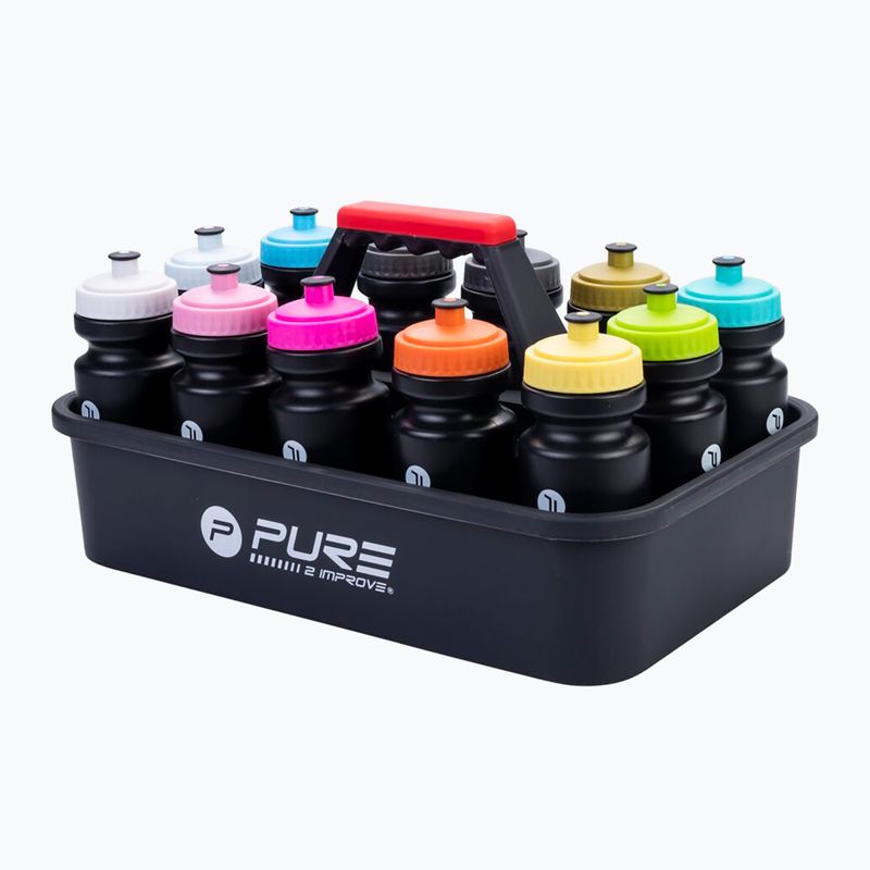 Пляшки + кошик на пляшки Pure2Improve Sportbottle Crate 12 шт. multicolor