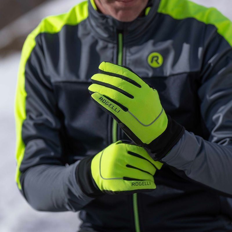 Рукавички велосипедні чоловічі Rogelli Essential Winter Waterproop fluor yellow 3