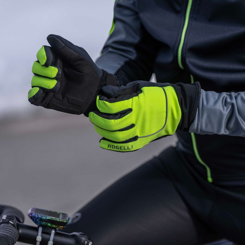 Рукавички велосипедні чоловічі Rogelli Essential Winter Waterproop fluor yellow 5