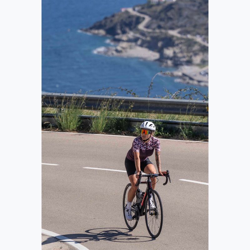 Жіноча велофутболка Rogelli Essential Graphic бордова/кораловий 7