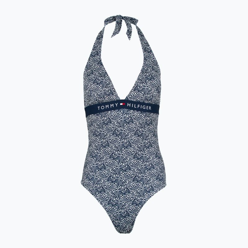 Жіночий суцільний купальник Tommy Hilfiger Halter One Piece Rp Print з ілюстрованою хвилею темний нічний флот