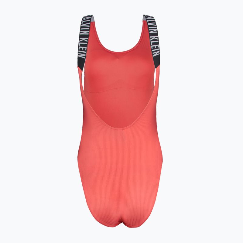 Жіночий злитий купальник Calvin Klein KW0KW02754 Intense Power Rib Scoop Back One Piece-RP сліпучий кораловий 2