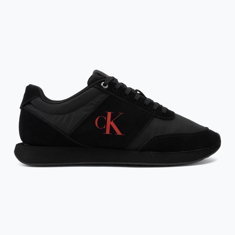 Взуття чоловіче Calvin Klein HM0HM02212 Retro Runner Bans Leather Suede triple black/adrenaline rush 2