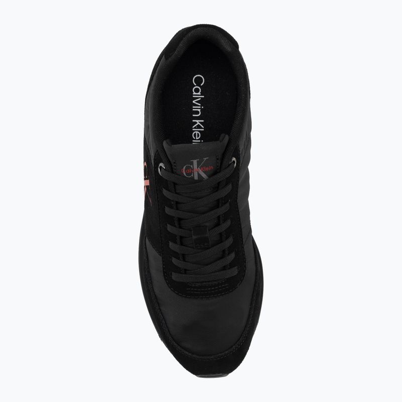Взуття чоловіче Calvin Klein HM0HM02212 Retro Runner Bans Leather Suede triple black/adrenaline rush 5