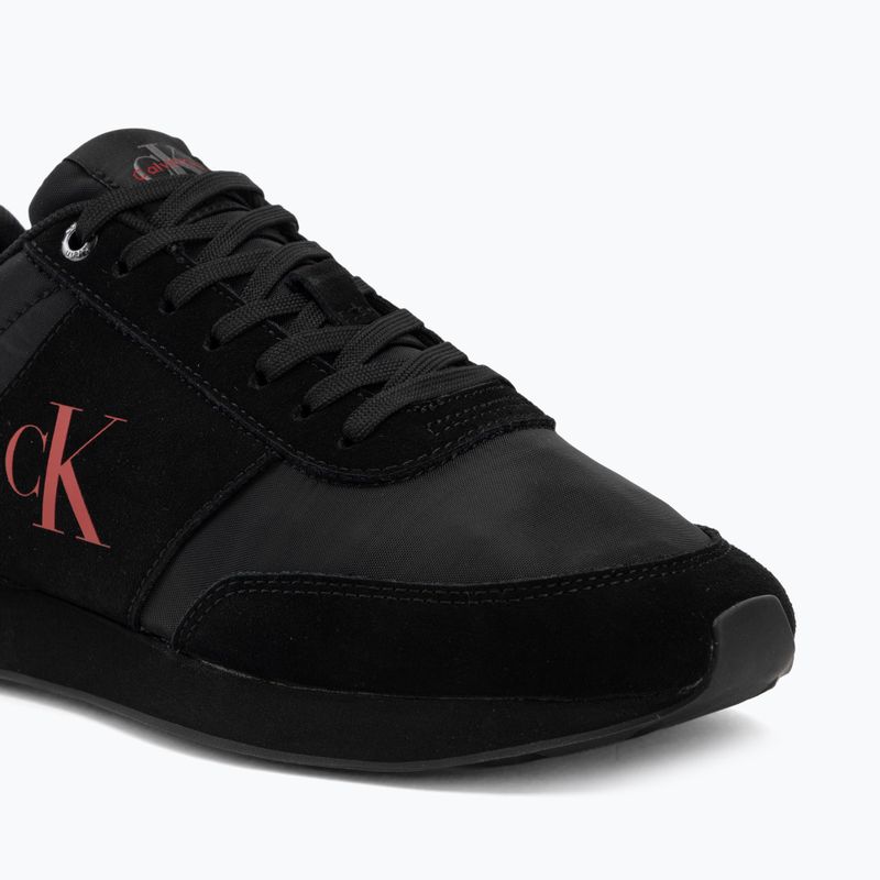 Взуття чоловіче Calvin Klein HM0HM02212 Retro Runner Bans Leather Suede triple black/adrenaline rush 7