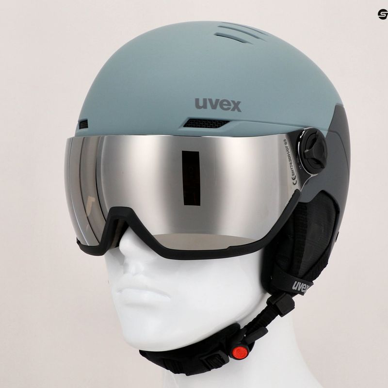 Гірськолижний шолом UVEX Wanted Visor льодовик/носорог матовий/дзеркальний сріблястий дим 13