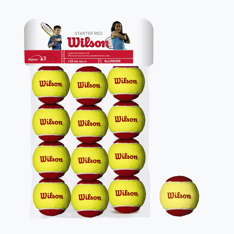 Тенісні м'ячі дитячі Wilson Starter Red Tball 12 шт. жовто-червоні WRT137100