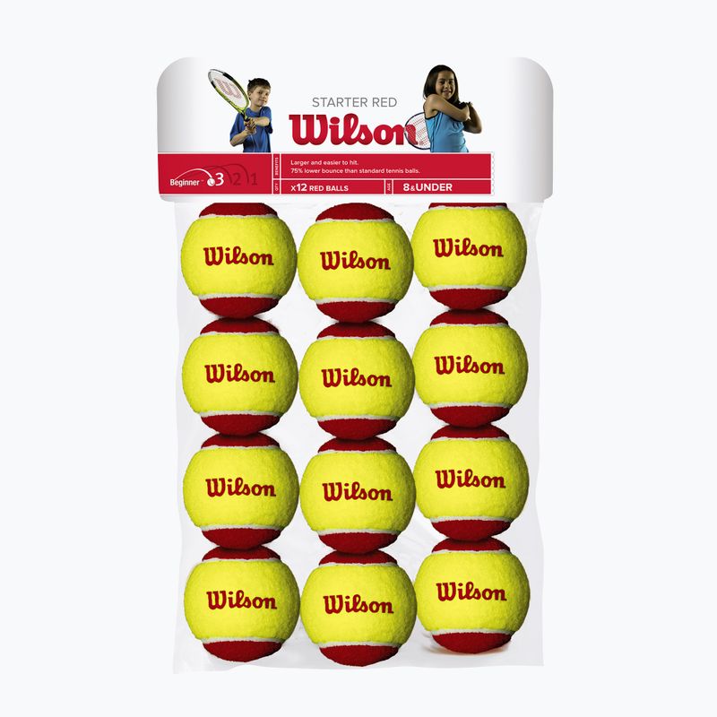 Тенісні м'ячі дитячі Wilson Starter Red Tball 12 шт. жовто-червоні WRT137100