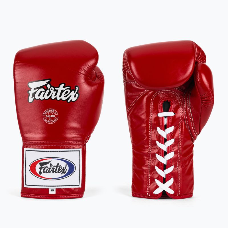 Боксерські рукавички Fairtex Pro Competition з фіксованим великим пальцем шкіряні червоні