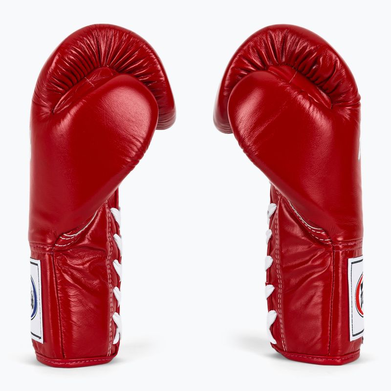Боксерські рукавички Fairtex Pro Competition з фіксованим великим пальцем шкіряні червоні 4