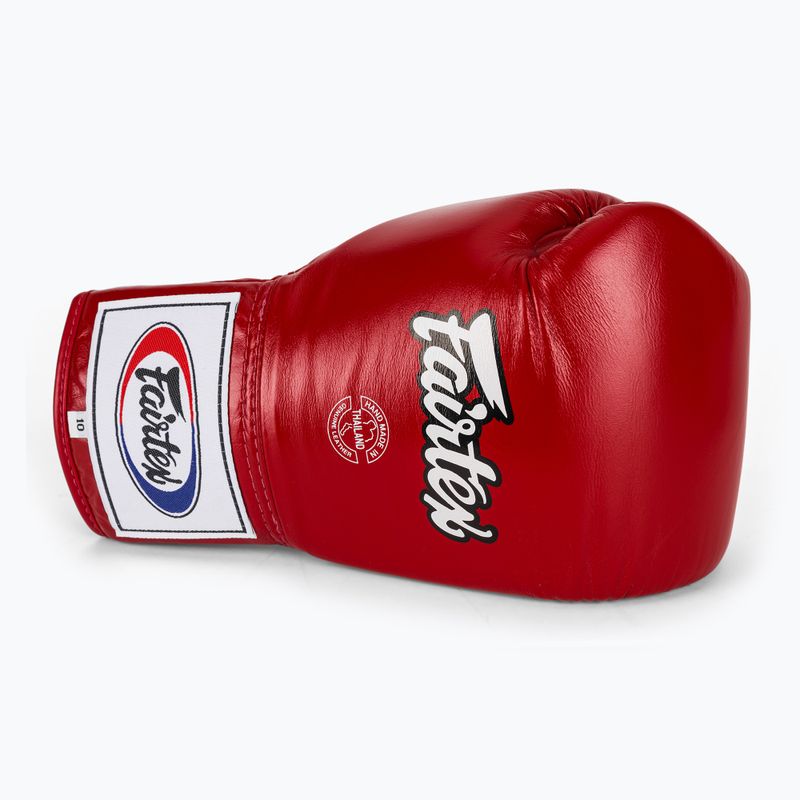 Боксерські рукавички Fairtex Pro Competition з фіксованим великим пальцем шкіряні червоні 5