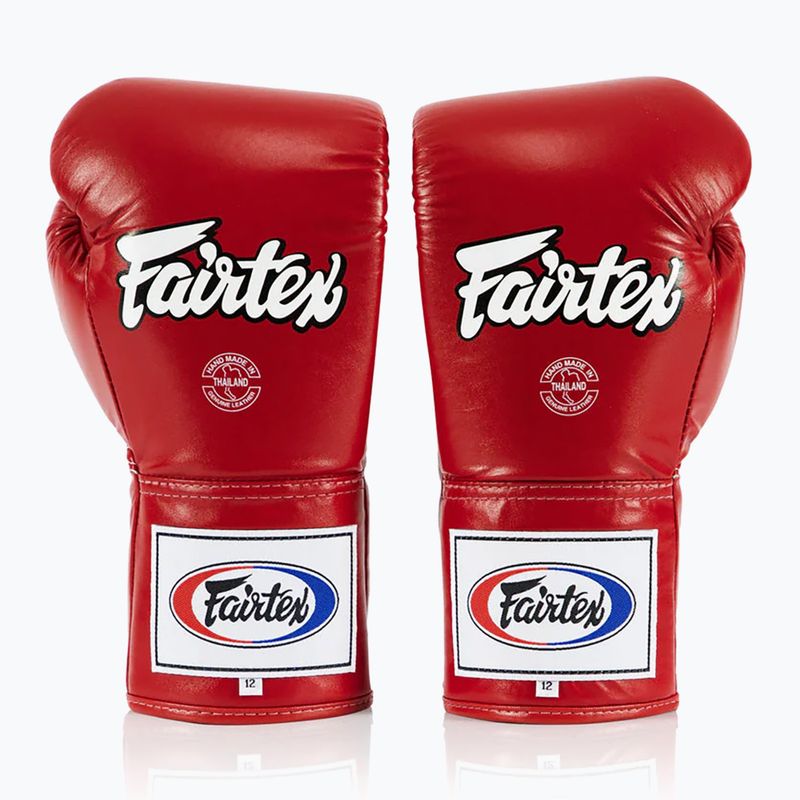 Боксерські рукавички Fairtex Pro Competition з фіксованим великим пальцем шкіряні червоні