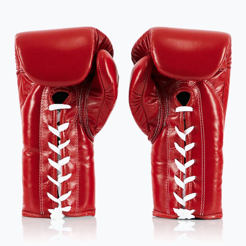 Боксерські рукавички Fairtex Pro Competition з фіксованим великим пальцем шкіряні червоні 2