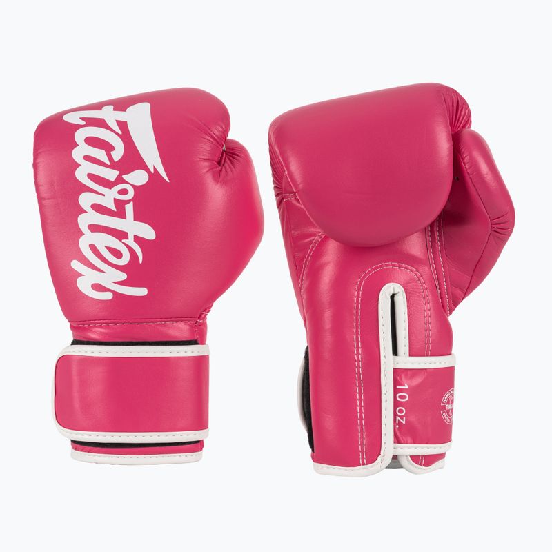 Рукавички боскерські з мікрофібри Fairtex рожеві/білі