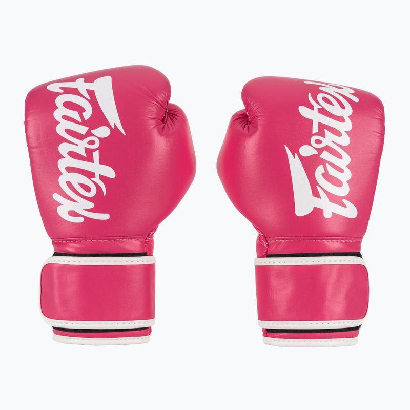 Рукавички боскерські з мікрофібри Fairtex рожеві/білі 2