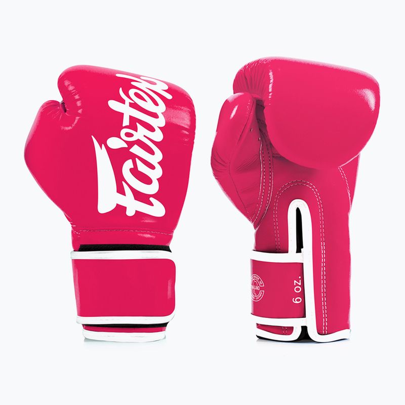 Рукавички боскерські з мікрофібри Fairtex рожеві/білі