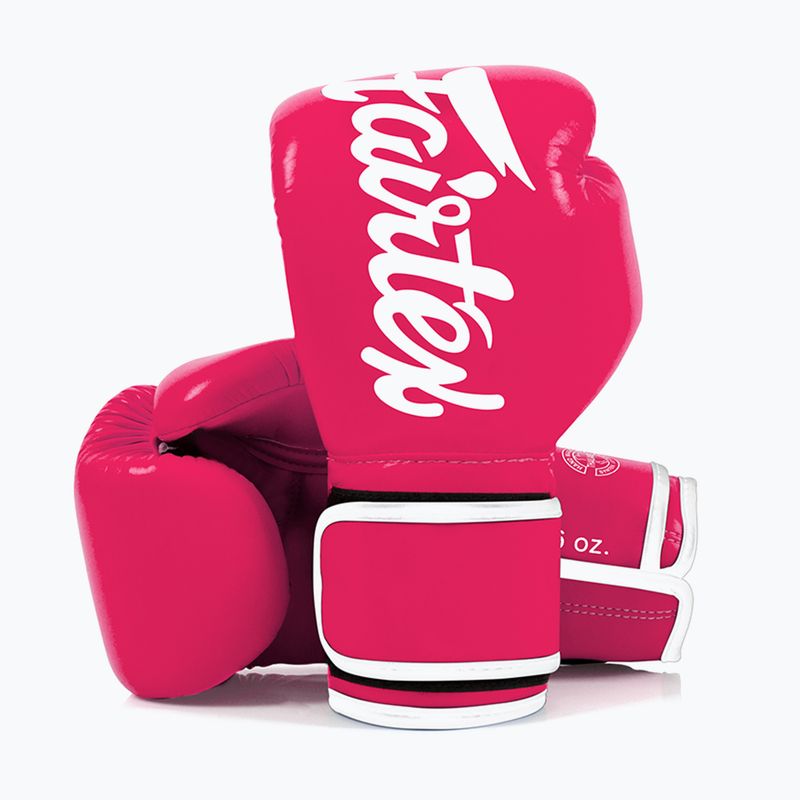 Рукавички боскерські з мікрофібри Fairtex рожеві/білі 4