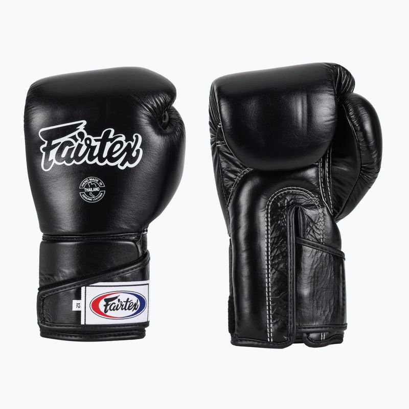 Стильні кутові спаринг-боксерські рукавички Fairtex - закритий великий палець чорні