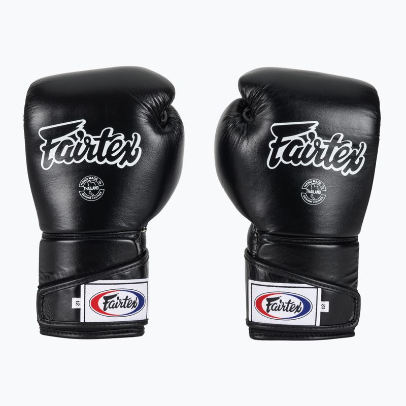 Стильні кутові спаринг-боксерські рукавички Fairtex - закритий великий палець чорні 2