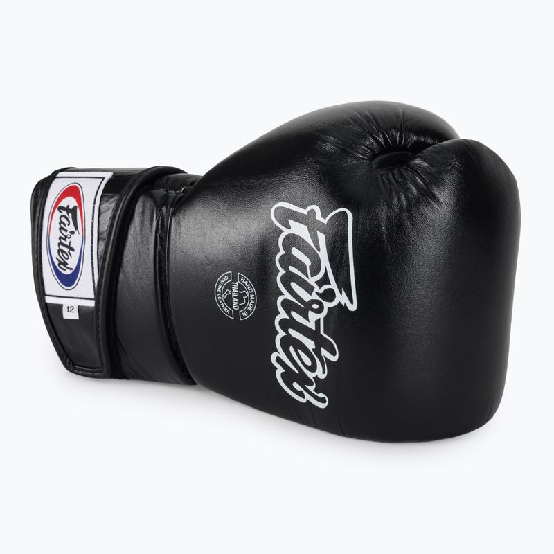 Стильні кутові спаринг-боксерські рукавички Fairtex - закритий великий палець чорні 5