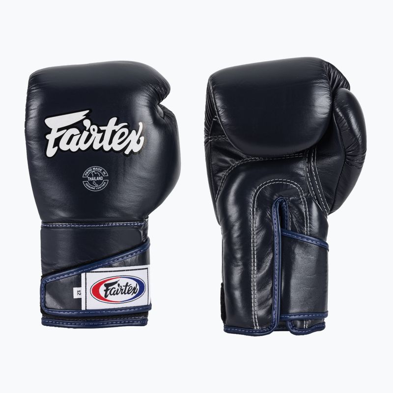 Стильні кутові спаринг-боксерські рукавички Fairtex - закритий великий палець сині