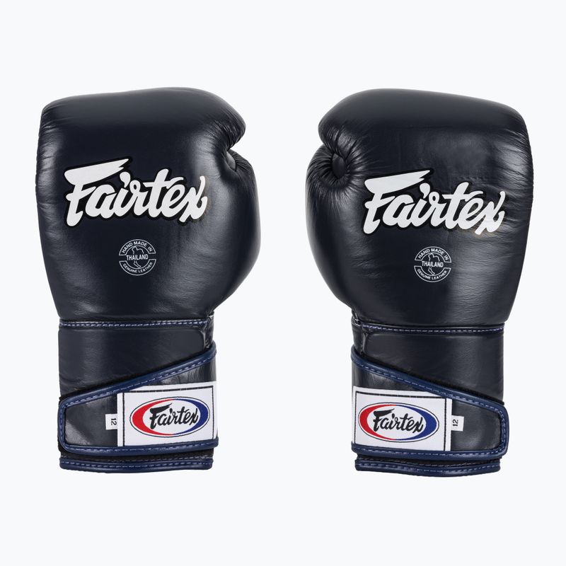 Стильні кутові спаринг-боксерські рукавички Fairtex - закритий великий палець сині 2