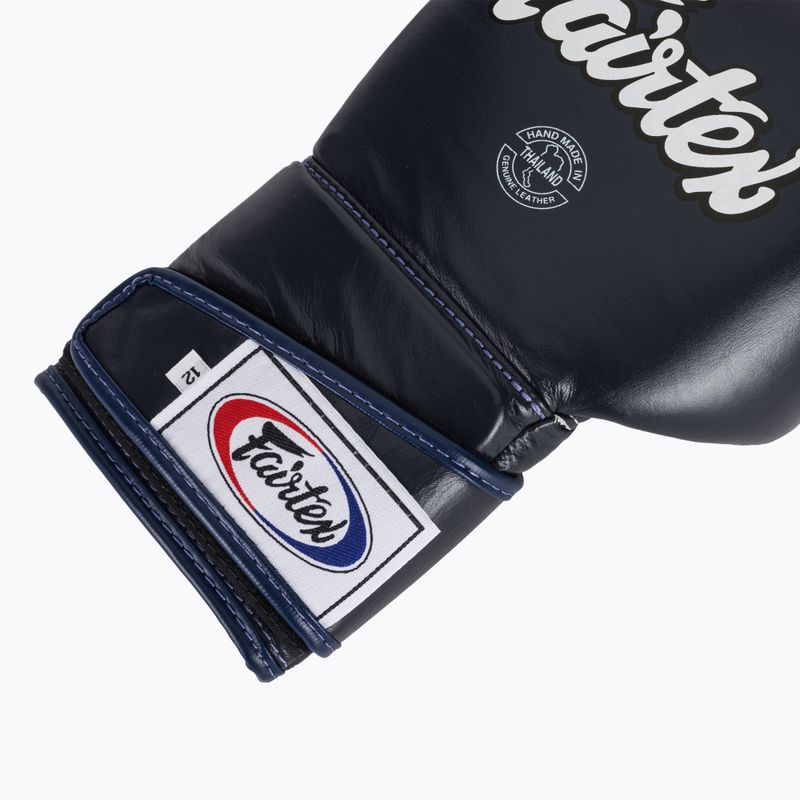 Стильні кутові спаринг-боксерські рукавички Fairtex - закритий великий палець сині 6
