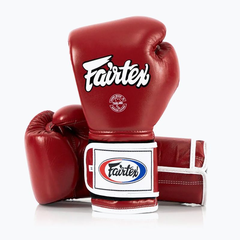 Боксерські рукавички Fairtex Heavy Hitter в мексиканському стилі червоні 4