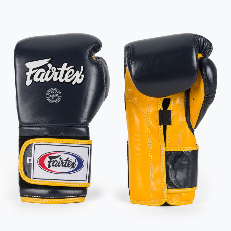 Боксерські рукавички Fairtex Heavy Hitter синьо-жовті в мексиканському стилі