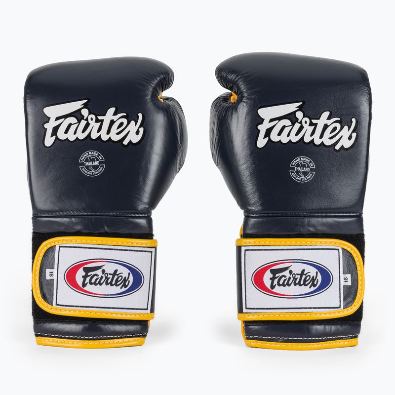 Боксерські рукавички Fairtex Heavy Hitter синьо-жовті в мексиканському стилі 2