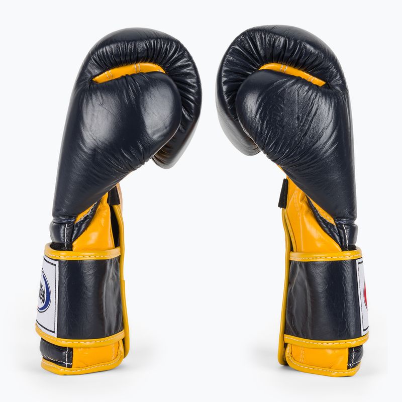Боксерські рукавички Fairtex Heavy Hitter синьо-жовті в мексиканському стилі 4
