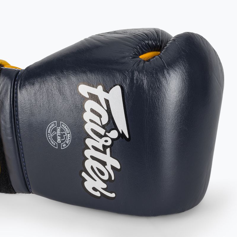 Боксерські рукавички Fairtex Heavy Hitter синьо-жовті в мексиканському стилі 5