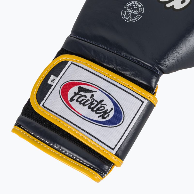 Боксерські рукавички Fairtex Heavy Hitter синьо-жовті в мексиканському стилі 6