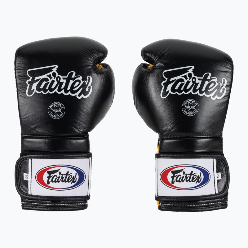 Боксерські рукавички Fairtex Heavy Hitter в мексиканському стилі чорно-жовті 2
