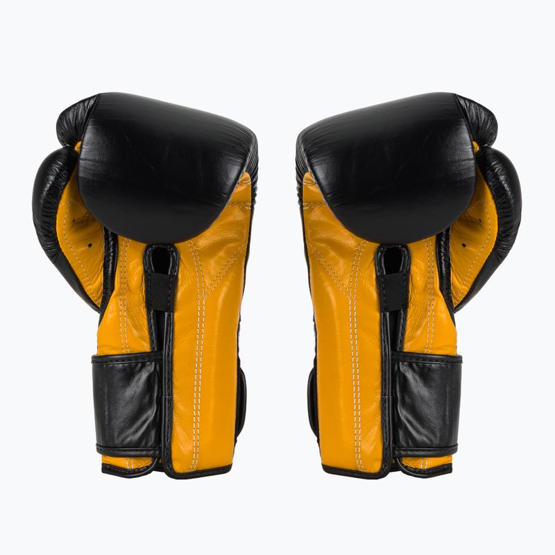 Боксерські рукавички Fairtex Heavy Hitter в мексиканському стилі чорно-жовті 3