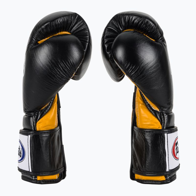 Боксерські рукавички Fairtex Heavy Hitter в мексиканському стилі чорно-жовті 4