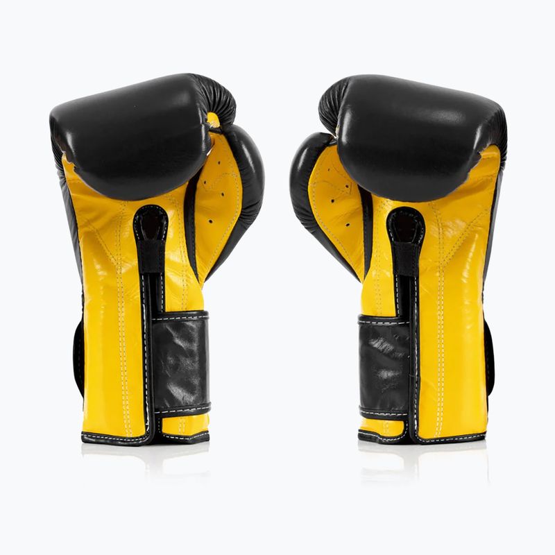 Боксерські рукавички Fairtex Heavy Hitter в мексиканському стилі чорно-жовті 2